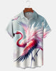 Alohadaddy® Hawaiian Flamingo Tropical Watercolor Print Button-Down Shirt