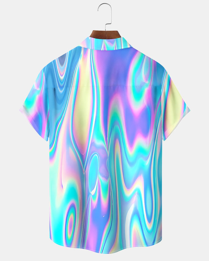 Alohadaddy® Retro Abstract Art Gradient Psychedelic Button-Down Shirt