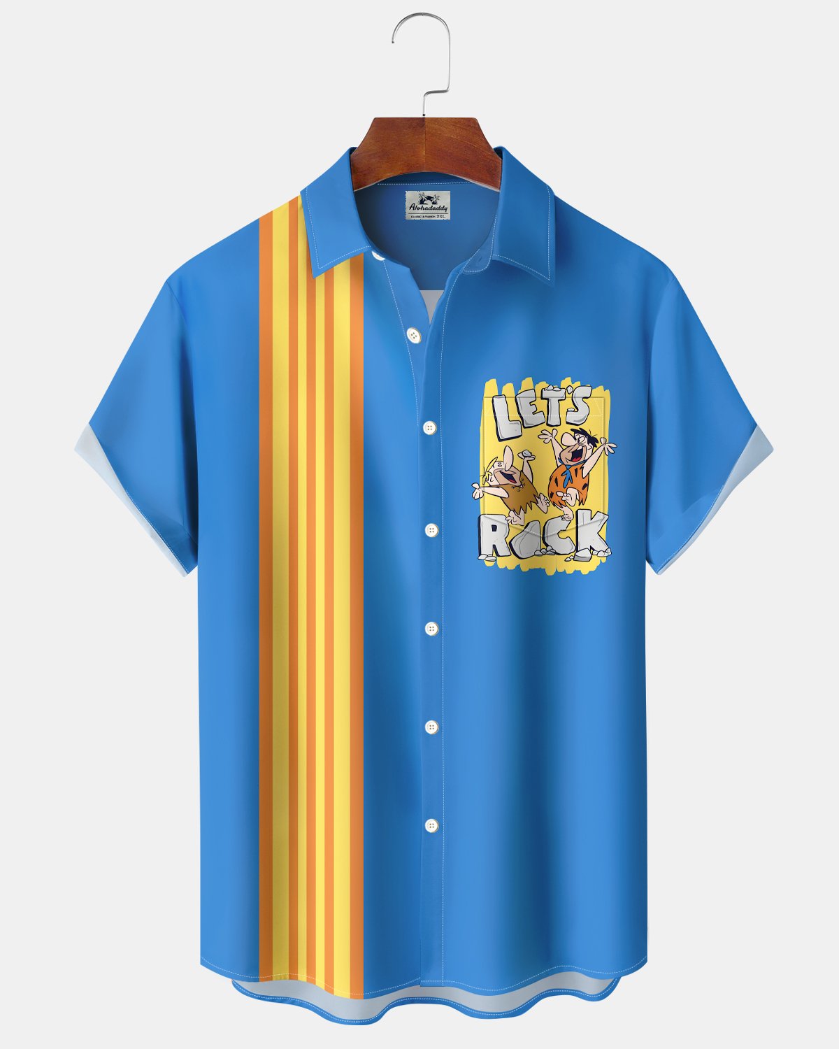 Alohadaddy® Retro Cartoon Animation Caveman Bowling Button-Down Shirt