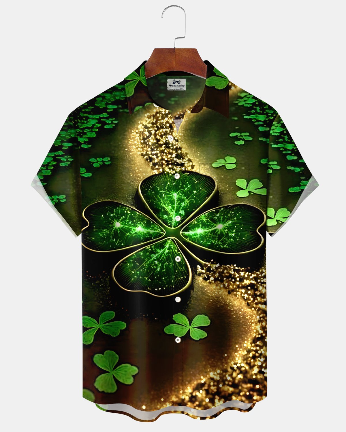 Alohadaddy® St. Patrick's Day Clover Abstract Gradient Button-Down Shirt