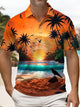 Alohadaddy® Hawaiian Beach Scene Coconut Tree Polo Shirt