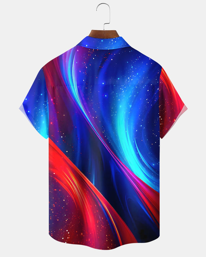Alohadaddy® Retro Abstract Art Gradient Print Button-Down Shirt