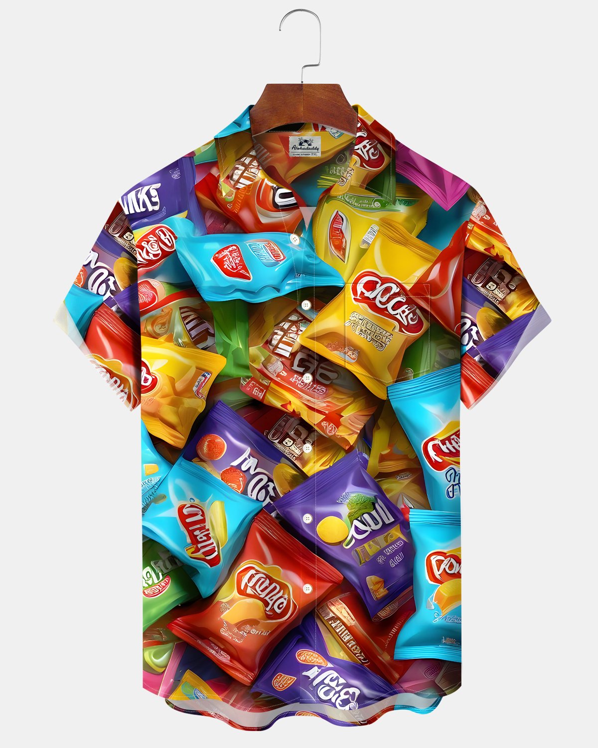 Alohadaddy® Retro Abstract Art Cartoon Potato Chip Print Button-Down Shirt