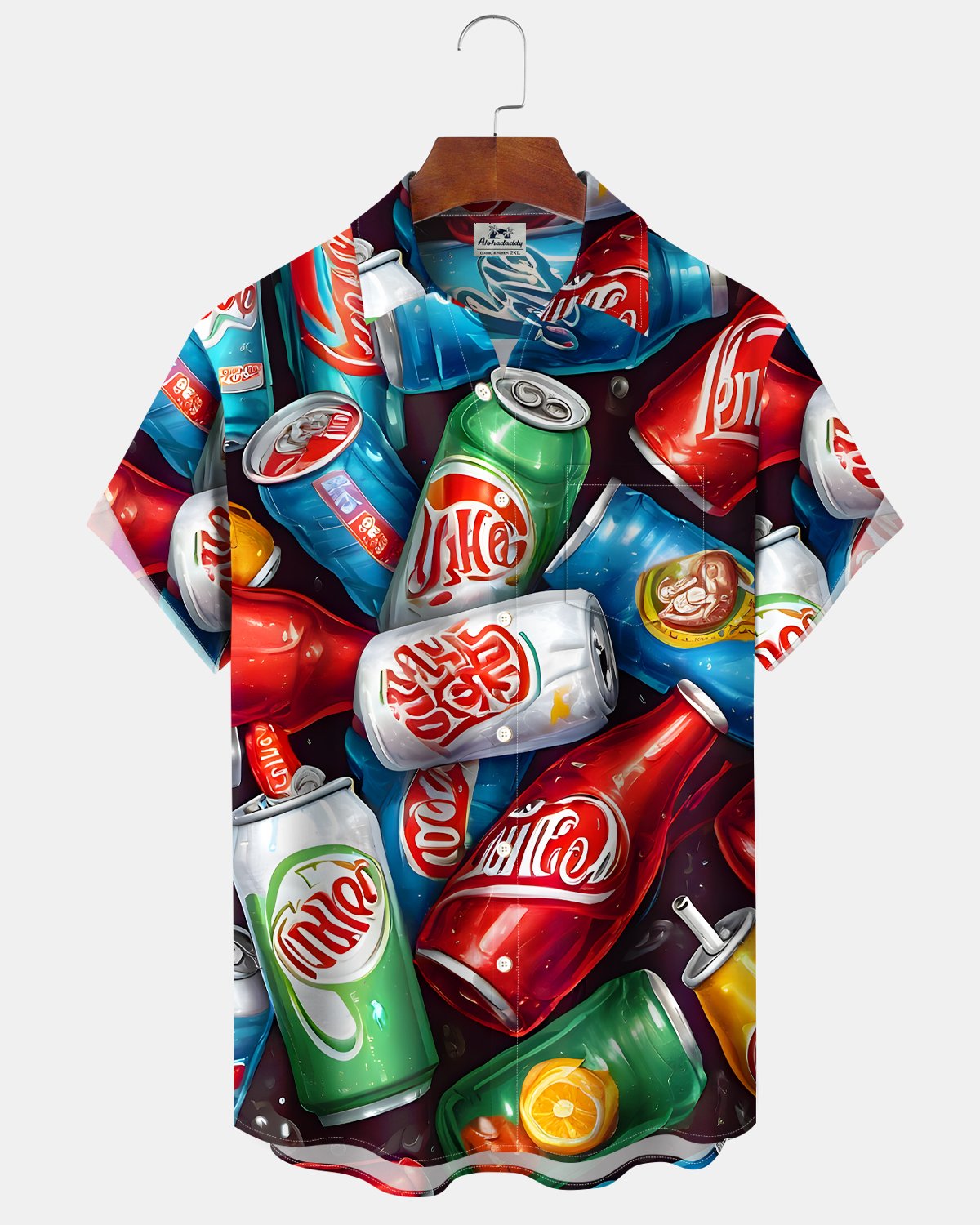 Alohadaddy® Retro Cartoon Art Beverage Soda Button-Down Shirt