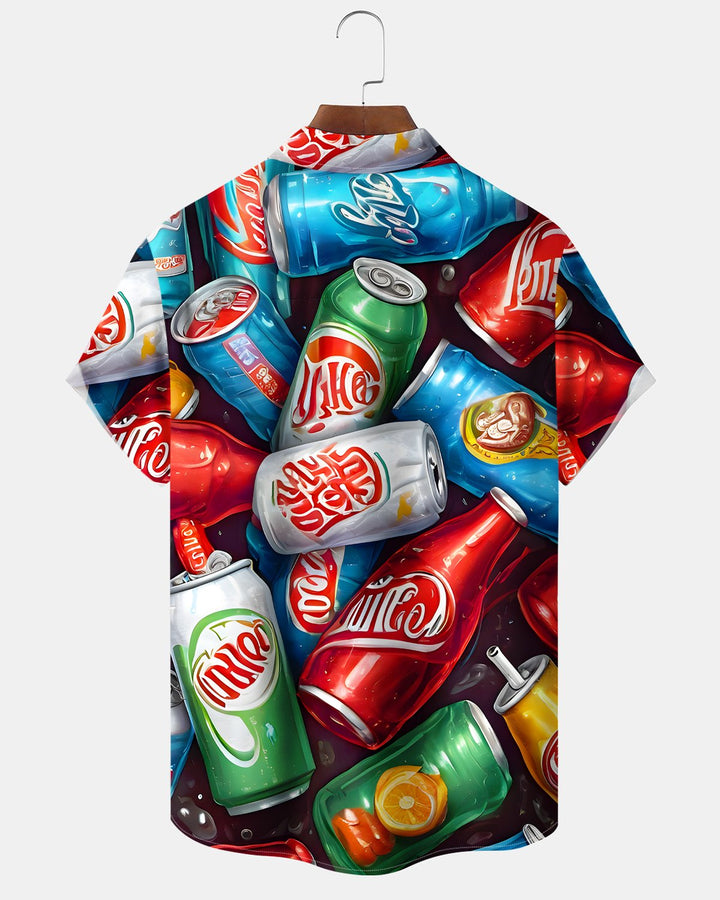 Alohadaddy® Retro Cartoon Art Beverage Soda Button-Down Shirt