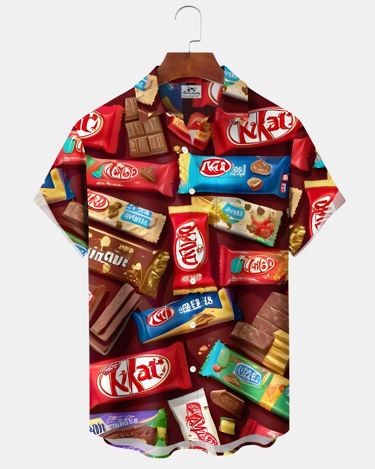 Alohadaddy® Retro Cartoon Art Chocolate Candy Print Button-Down Shirt