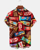 Alohadaddy® Retro Cartoon Art Chocolate Candy Print Button-Down Shirt