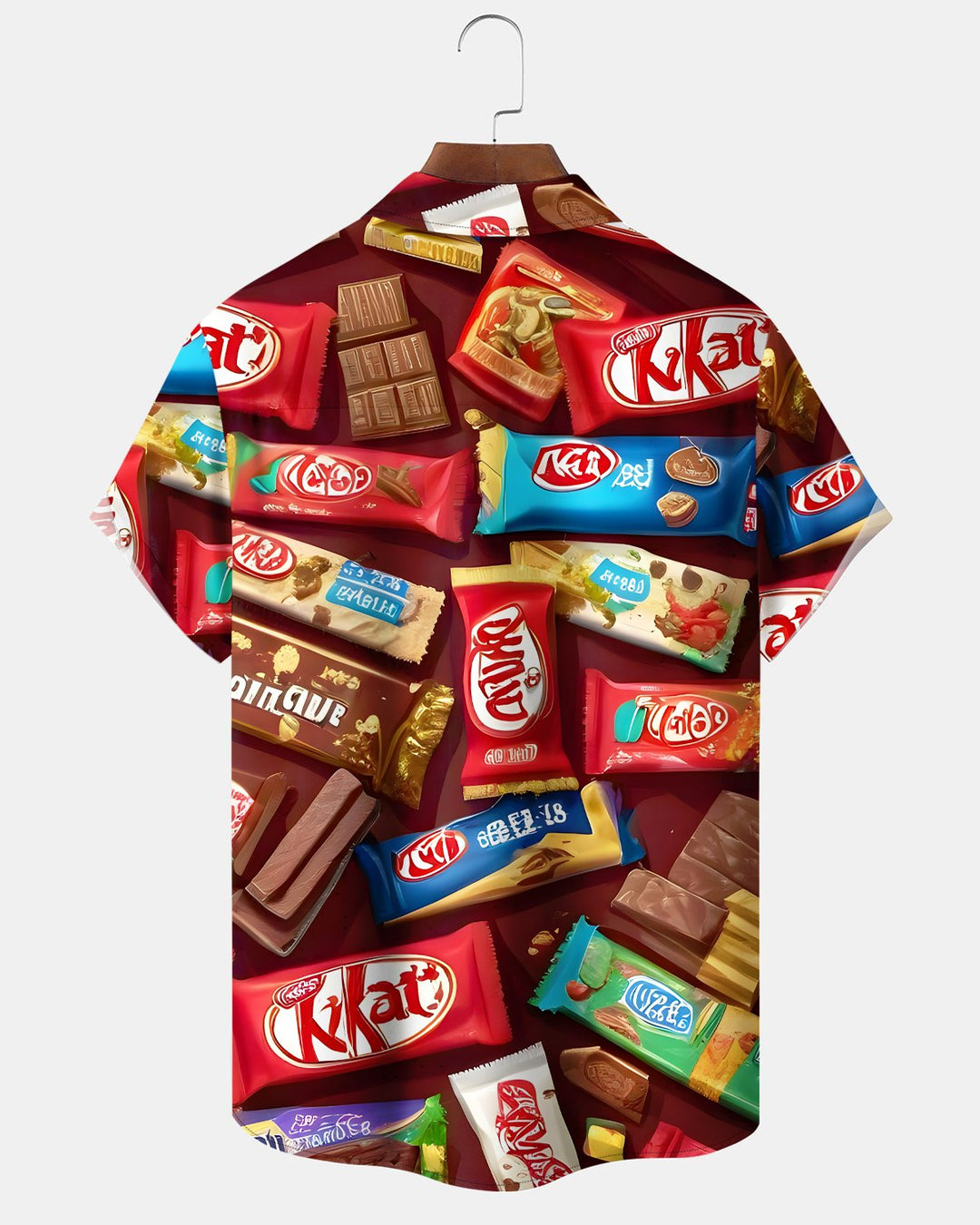 Alohadaddy® Retro Cartoon Art Chocolate Candy Print Button-Down Shirt