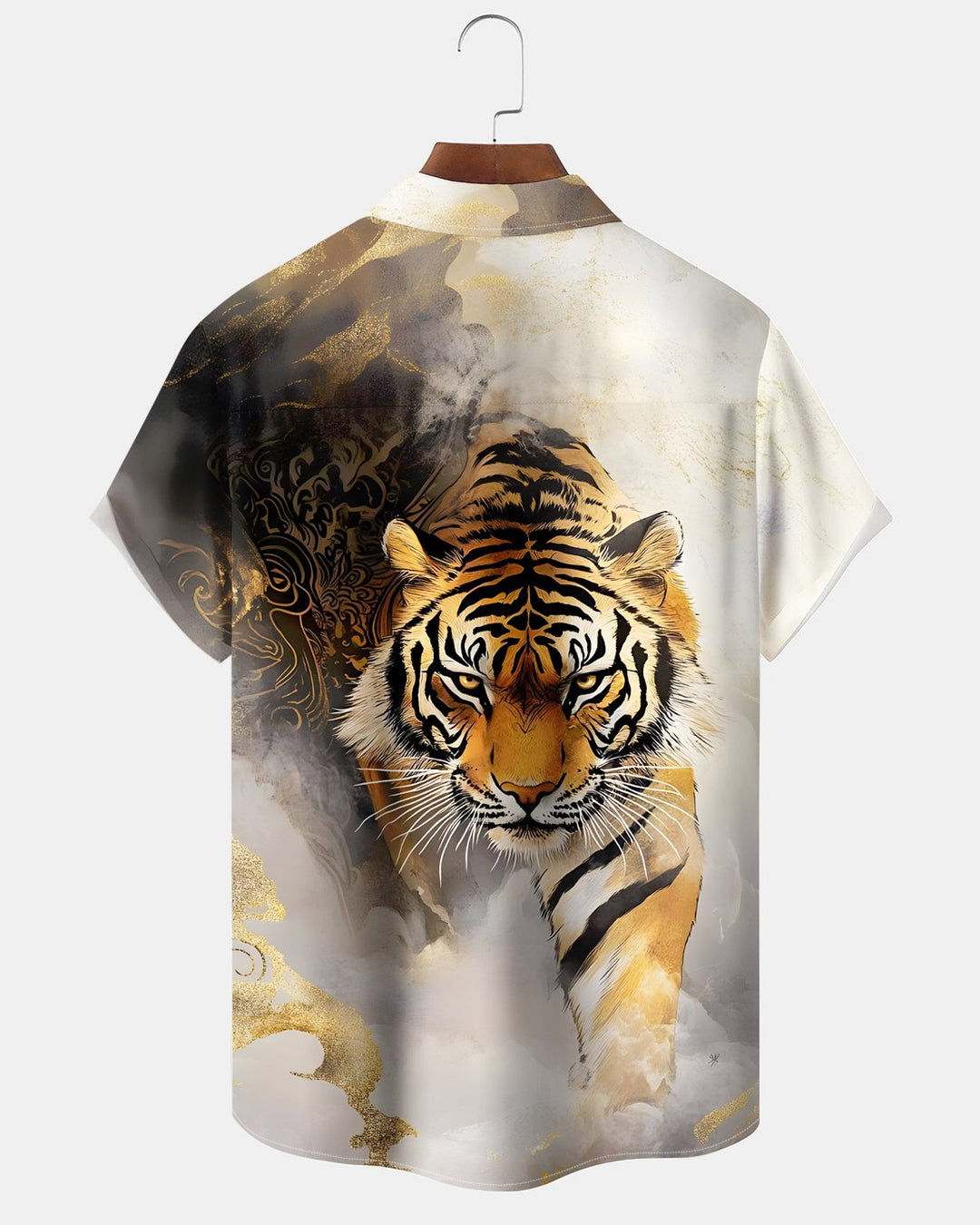 Alohadaddy® Retro Abstract Tiger Japanese Ukiyo-e Print Button-Down Shirt