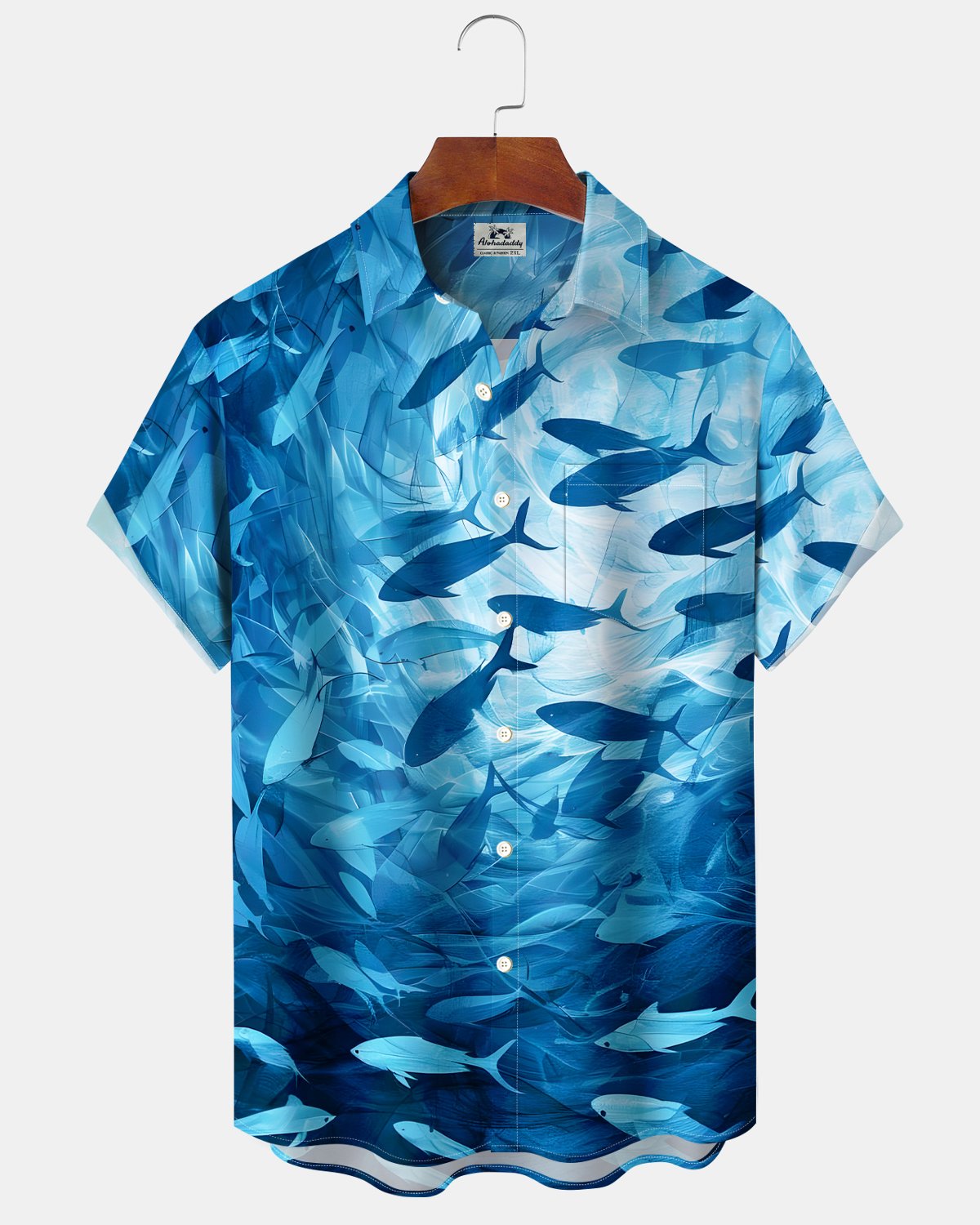 Alohadaddy® Hawaiian Ocean Tropical Fish Pattern Button-Down Shirt