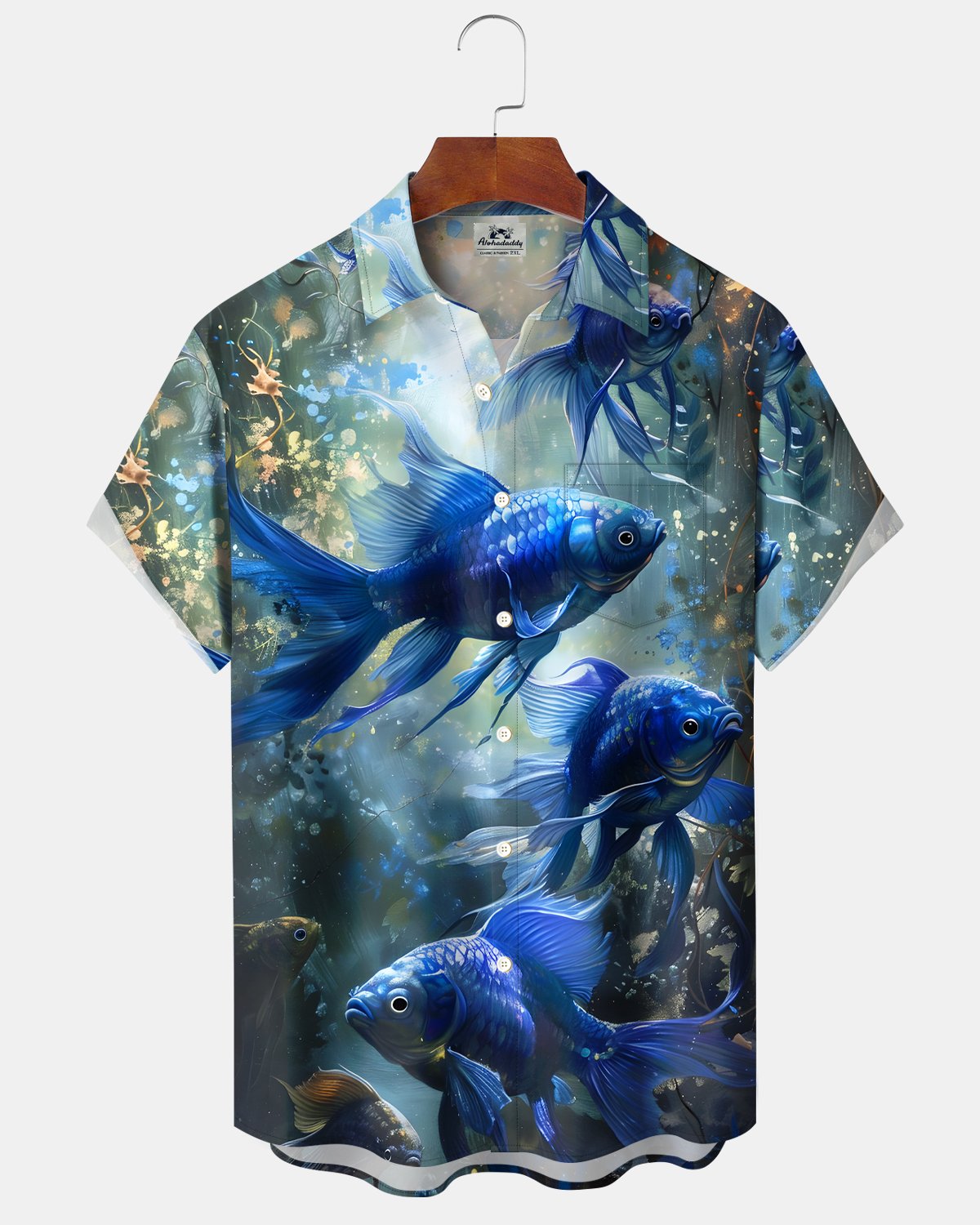Alohadaddy® Retro Fish Koi Hawaiian Men's Button-Down Shirt