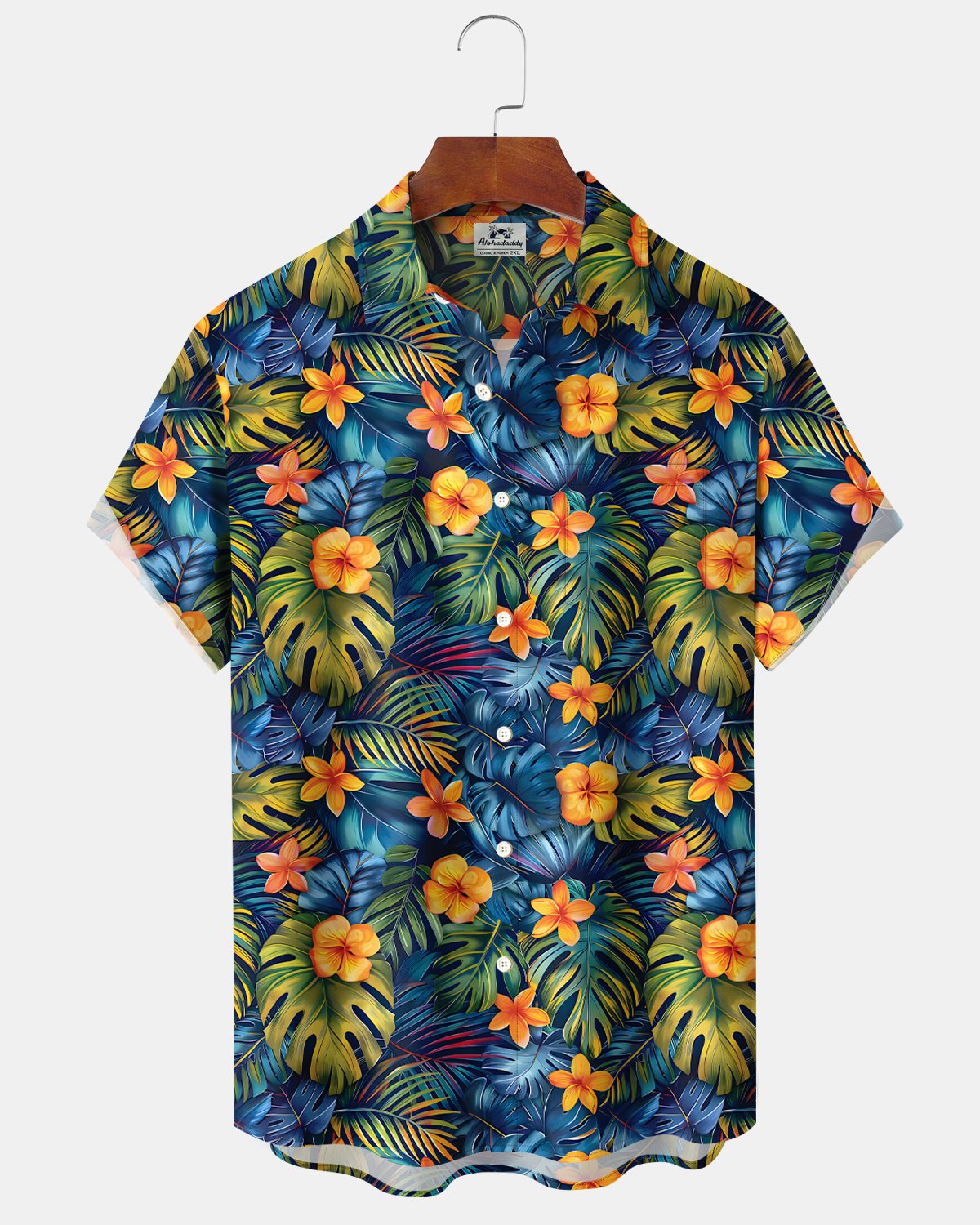 Alohadaddy® Hawaiian Floral Hibiscus Leaf Men's Button-Down Shirt