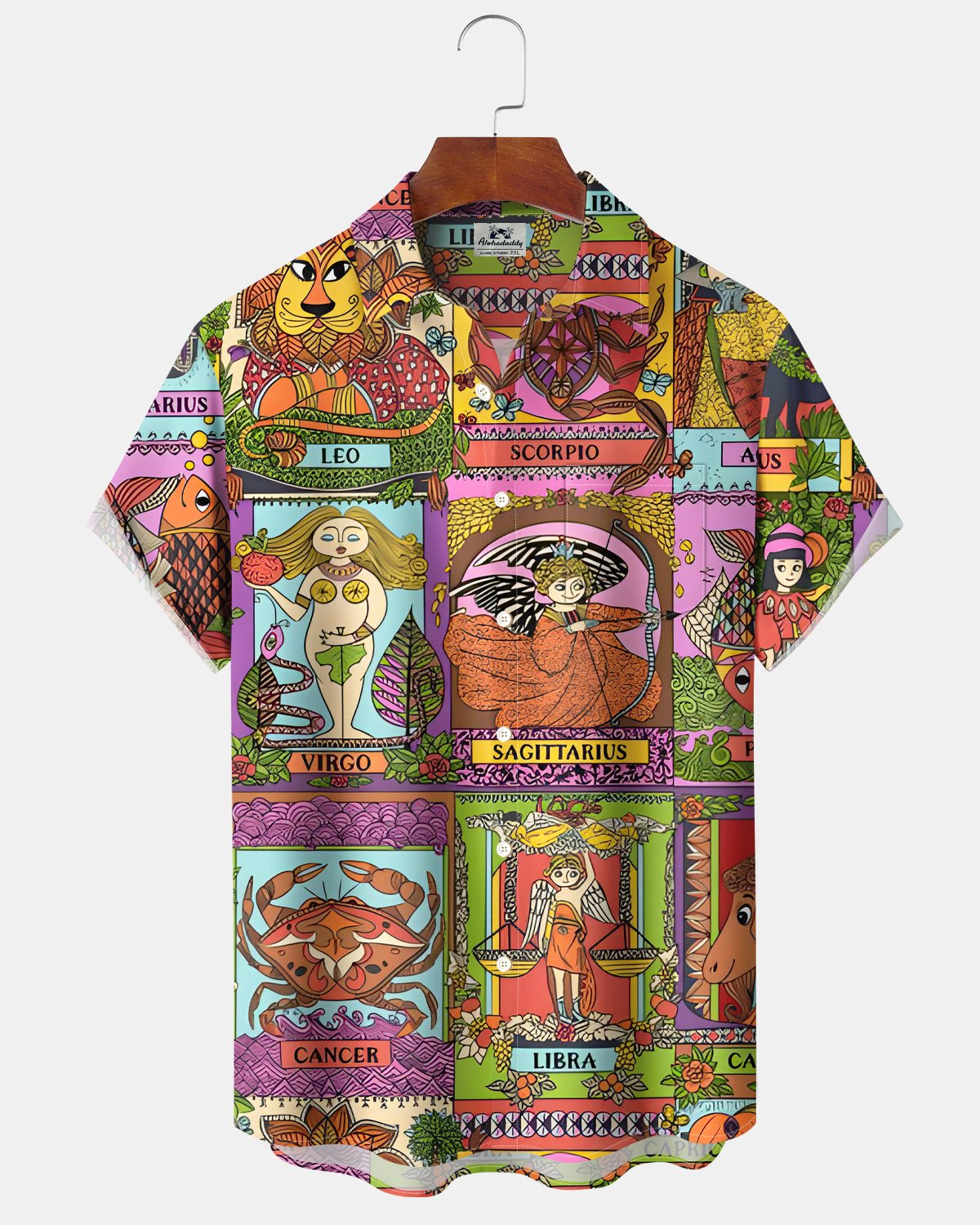 Alohadaddy® Retro Geometric Constellation Print Short-Sleeved Button-Down Shirt