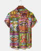 Alohadaddy® Retro Geometric Constellation Print Short-Sleeved Button-Down Shirt