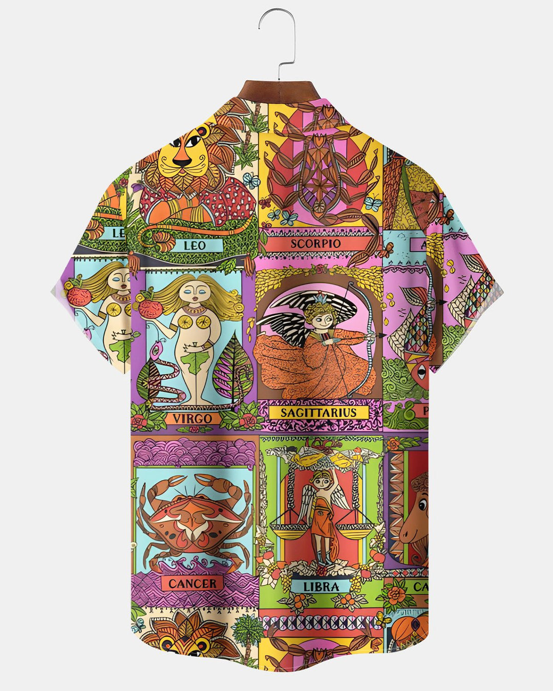 Alohadaddy® Retro Geometric Constellation Print Short-Sleeved Button-Down Shirt