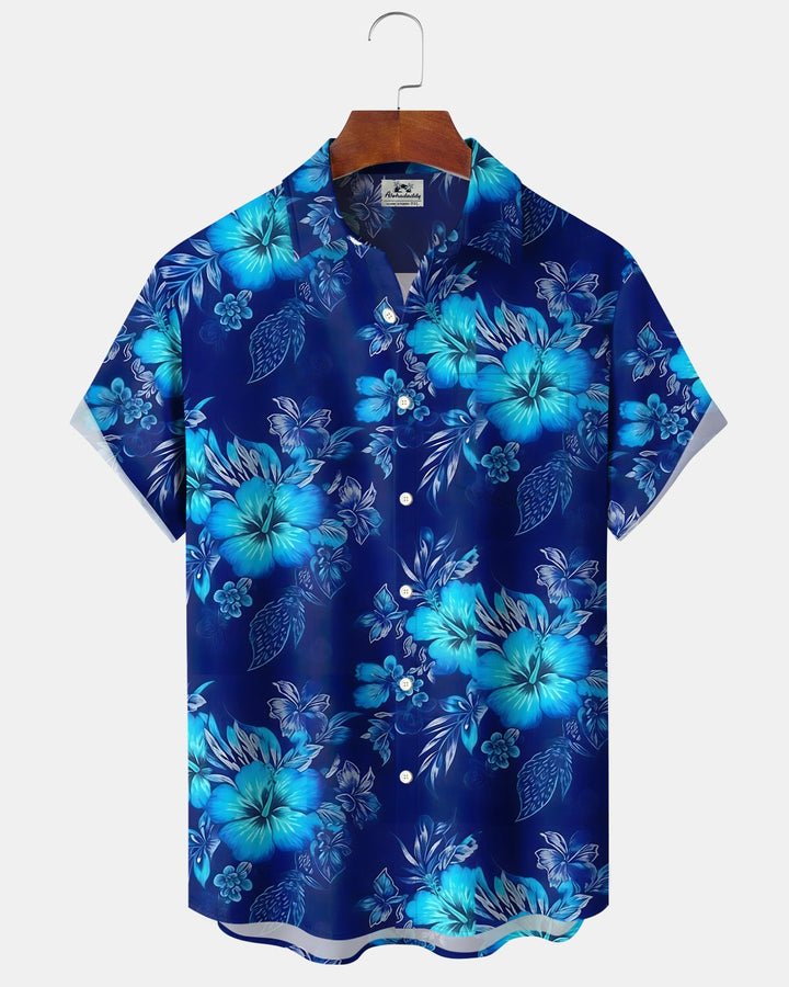 Alohadaddy® Hawaiian Floral Tropical Plant Aloha Button-Down Short-Sleeve Shirt