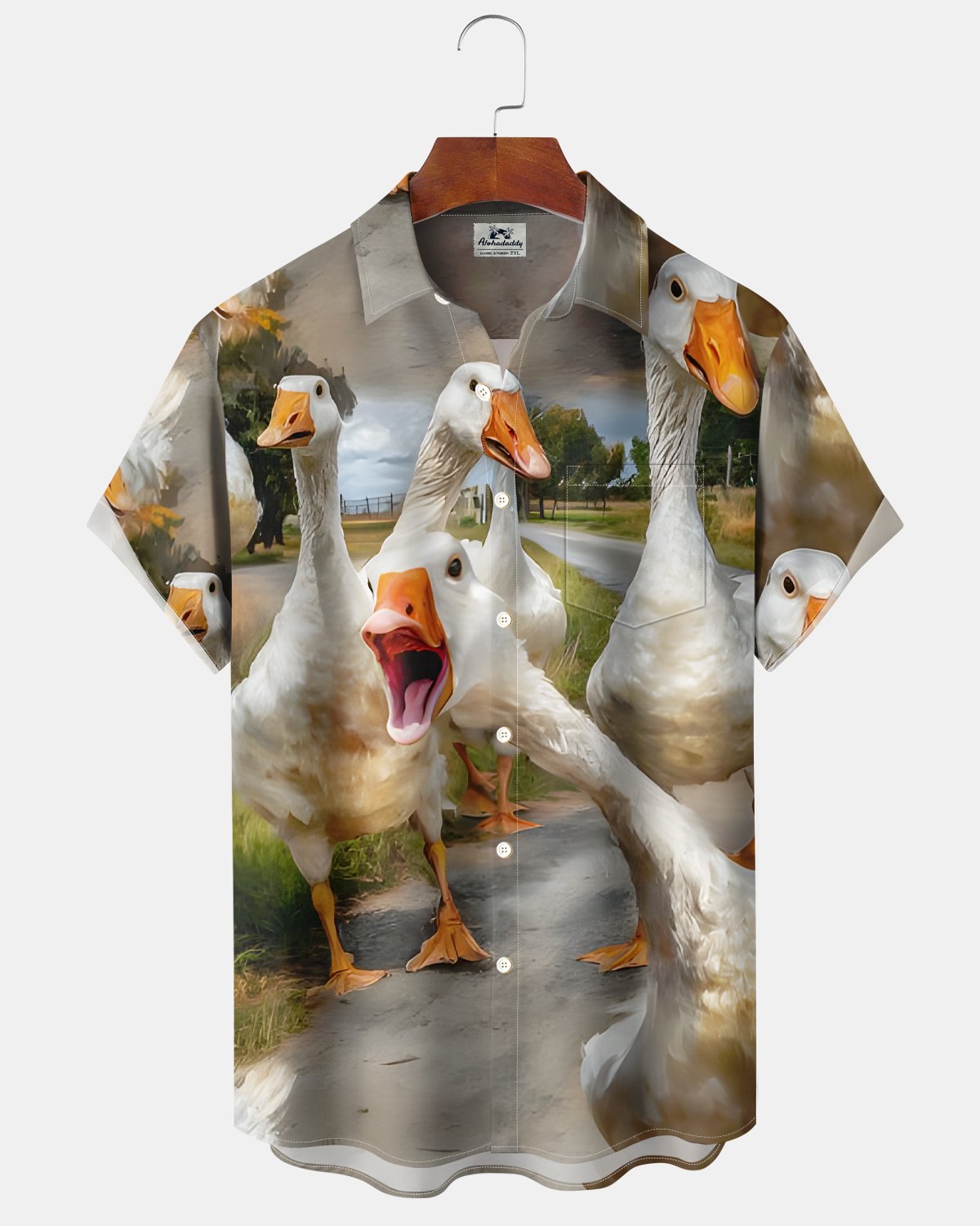 Alohadaddy® Retro Animal Road Goose Short-Sleeved Shirt