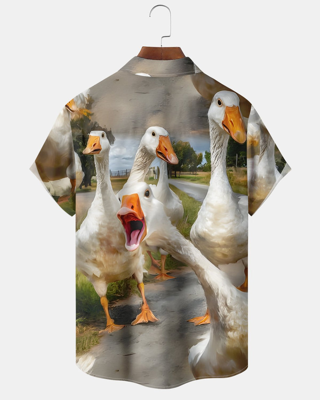 Alohadaddy® Retro Animal Road Goose Short-Sleeved Shirt
