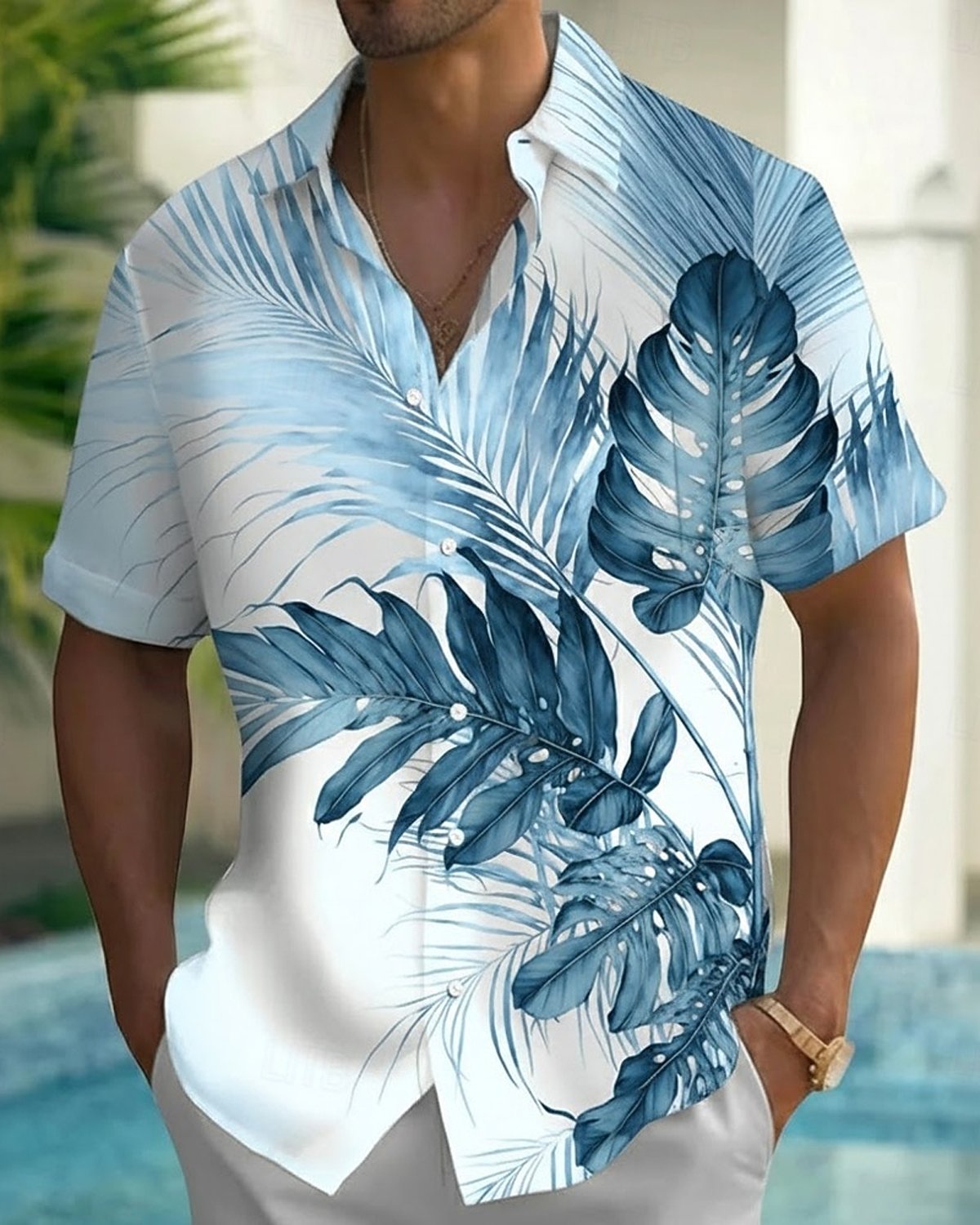 Alohadaddy® Hawaiian Banana Leaf Print Short-Sleeve Button-Down Shirt