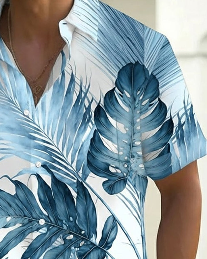 Alohadaddy® Hawaiian Banana Leaf Print Short-Sleeve Button-Down Shirt