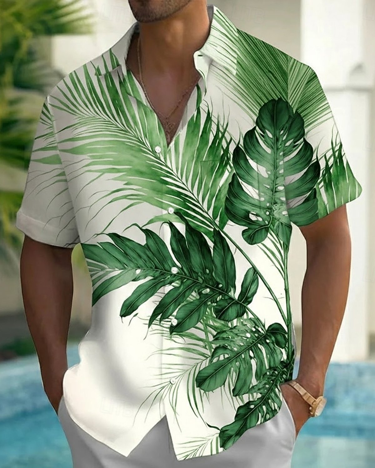 Alohadaddy® Hawaiian Banana Leaf Print Short-Sleeve Button-Down Shirt