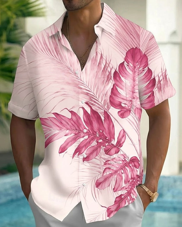 Alohadaddy® Hawaiian Banana Leaf Print Short-Sleeve Button-Down Shirt