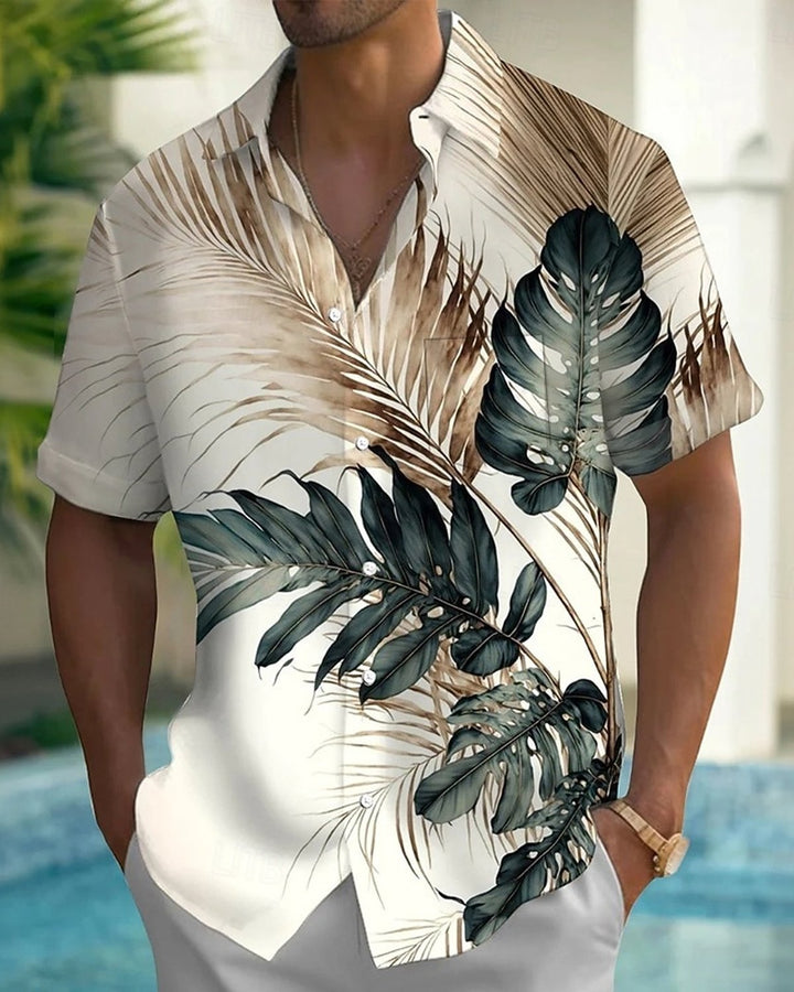 Alohadaddy® Hawaiian Banana Leaf Print Short-Sleeve Button-Down Shirt