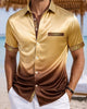 Alohadaddy® Satin Gradient Retro Patchwork Floral Short-Sleeved Shirt