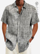 Alohadaddy 50's Vintage Mid-Century Geometric Men's Shirts Bamboo Texture Pocket Camp Shirts Big Tall