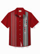 Alohadaddy 50's Retro Medieval Geometric Men's Bowling Shirt Artistic Stretch Pocket Camp Shirt Big Tall