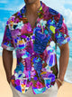 Alohadaddy Beach Vacation Tiki Cup Men's Hawaiian Shirt Stretch Quick Dry Camp Tropical Cocktail Shirt Big Tall