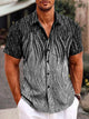 Alohadaddy 50's Retro Medieval Geometric Men's Camp Shirt Quick-drying Stretch Dark Gray Gradient Art Shirt Big Tall