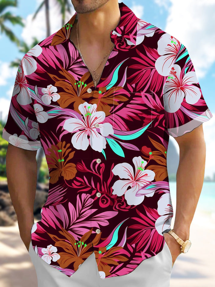 Camisa hawaiana con estampado floral tropical para vacaciones en la playa Alohadaddy