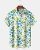 Alohadaddy® Hawaiian Floral Watercolor Print Leaf Pattern Button-Down Shirt