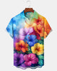 Alohadaddy® Hawaiian Floral Watercolor Gradient Abstract Button-Down Shirt