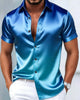 Alohadaddy® Satin Silk Gradient Color Breathable Button-Down Shirt
