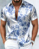 Alohadaddy® Satin Hawaiian Vintage Floral Short-Sleeve Shirt