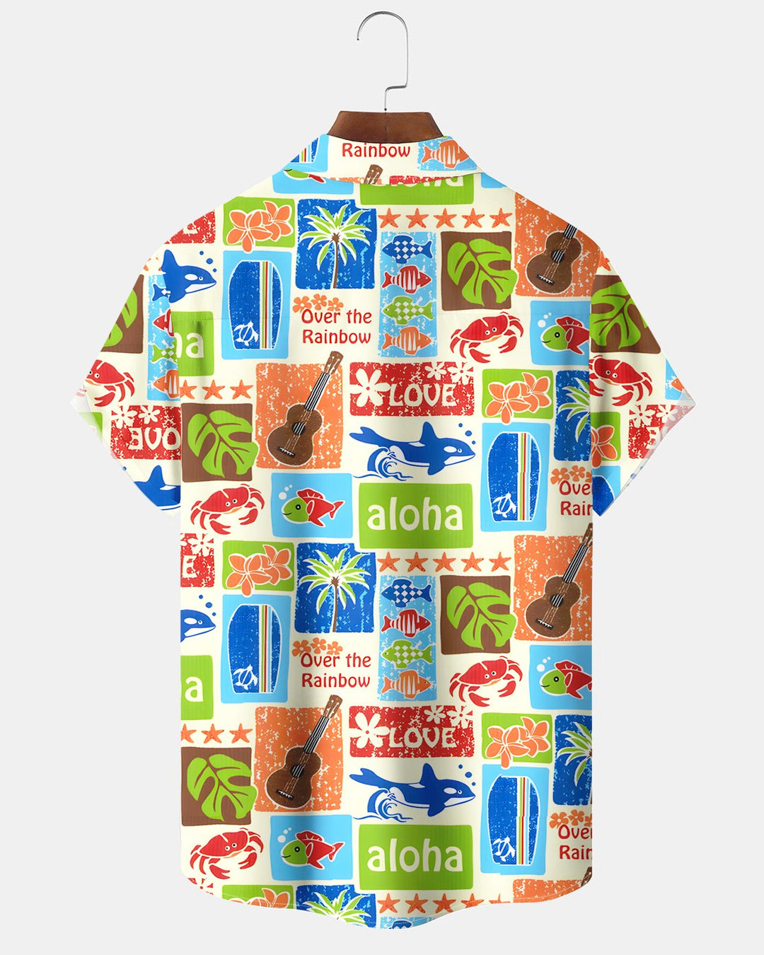 Alohadaddy® Hawaiian Coconut Tree Turtle Print Short-Sleeved Shirt