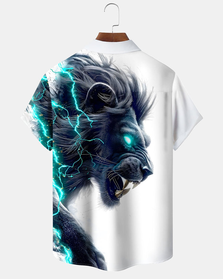 Alohadaddy® Retro Lion Gradient 3D Print Short-Sleeved Shirt