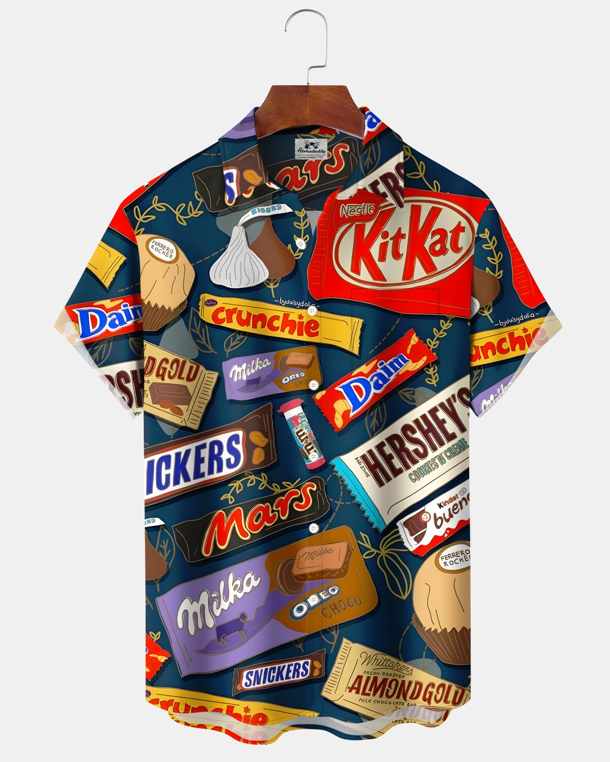 Alohadaddy® Retro Chocolate Pictorial Print Short-Sleeved Shirt