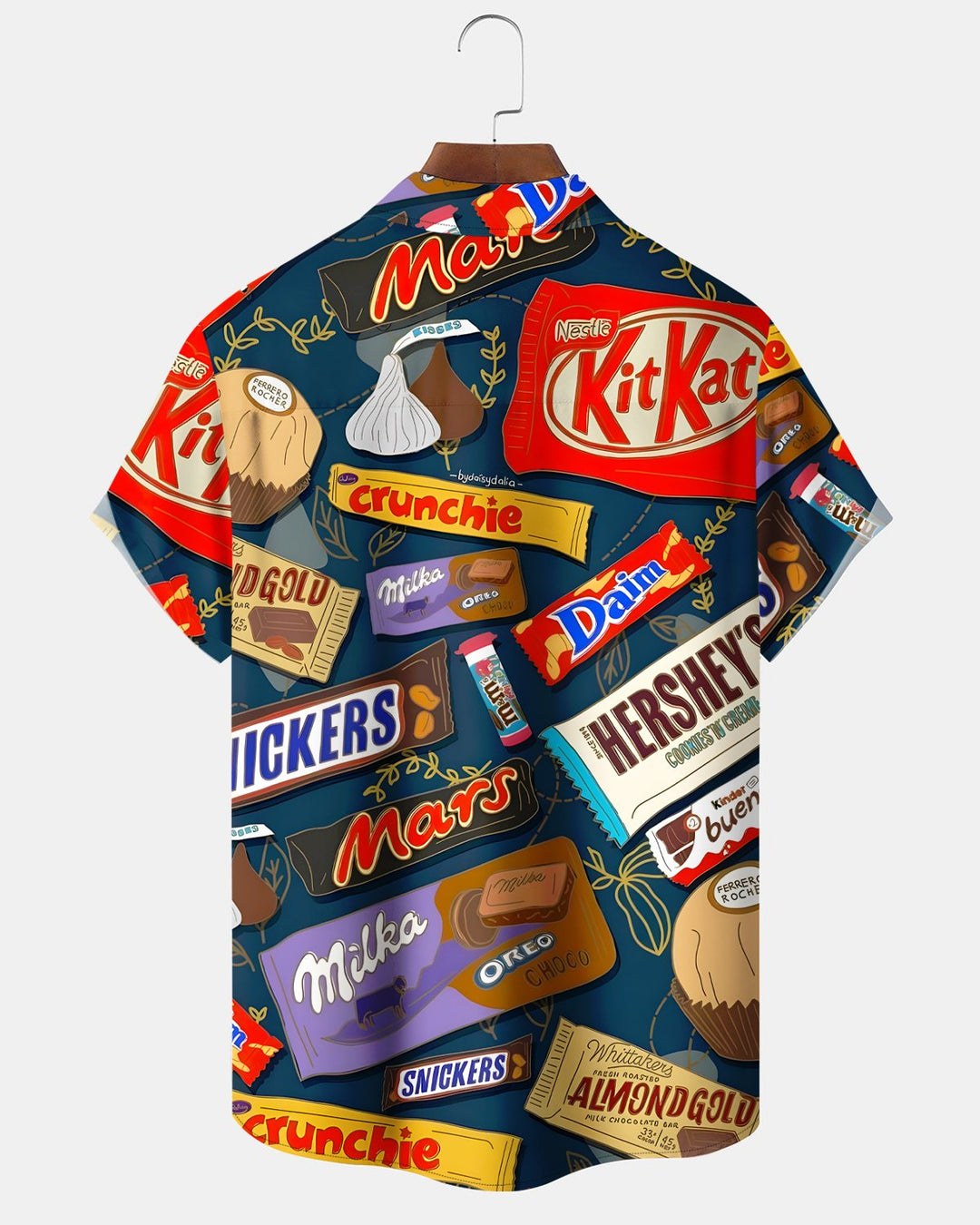 Alohadaddy® Retro Chocolate Pictorial Print Short-Sleeved Shirt