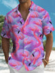 Alohadaddy Hawaiian Gradient Floral Flamingo Vacation Shirt