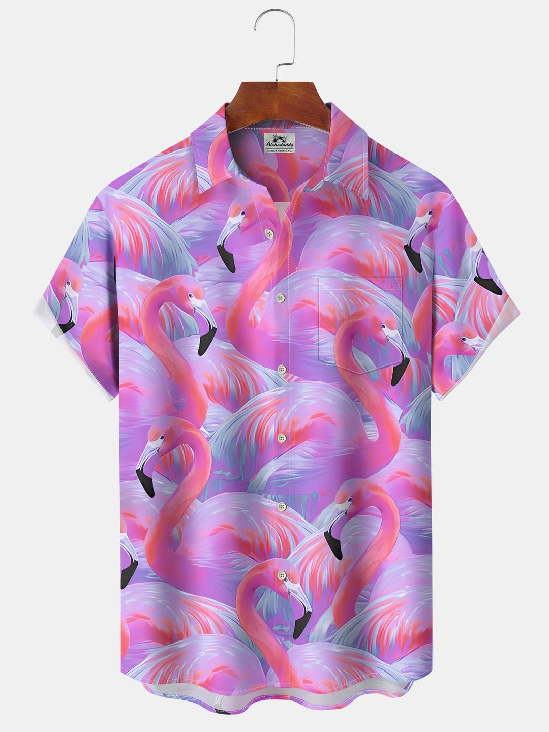 Alohadaddy Hawaiian Gradient Floral Flamingo Vacation Shirt
