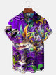 Alohadaddy Mardi Gras Crocodile Print Men's Chest Pocket Stretch Hawaiian Shirt
