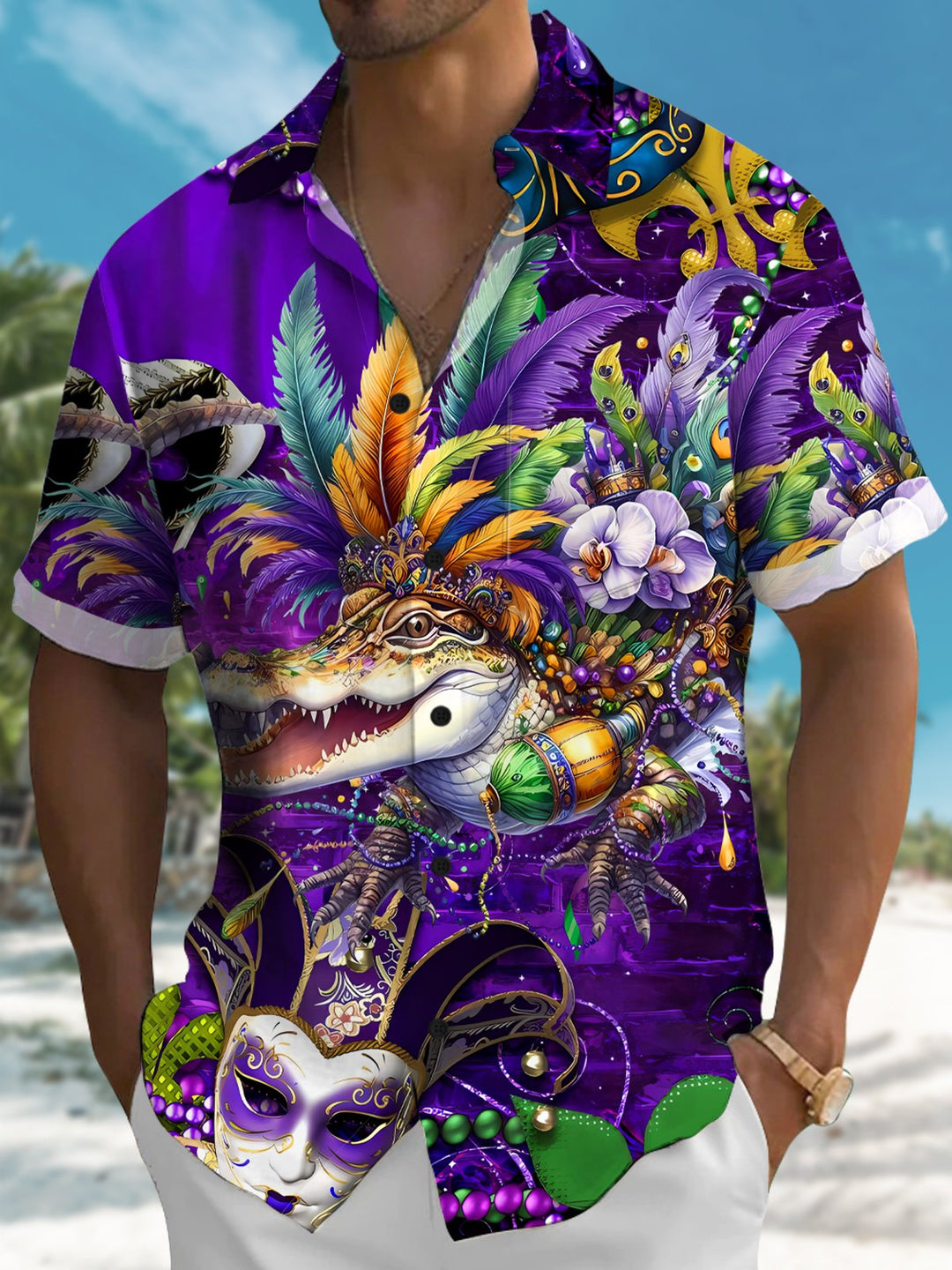 Alohadaddy Mardi Gras Crocodile Print Men&