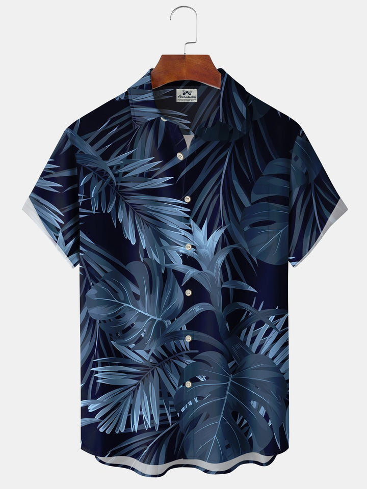 Alohadaddy Hawaiian Vacation Floral Tropical Leaves Pocket Shirt