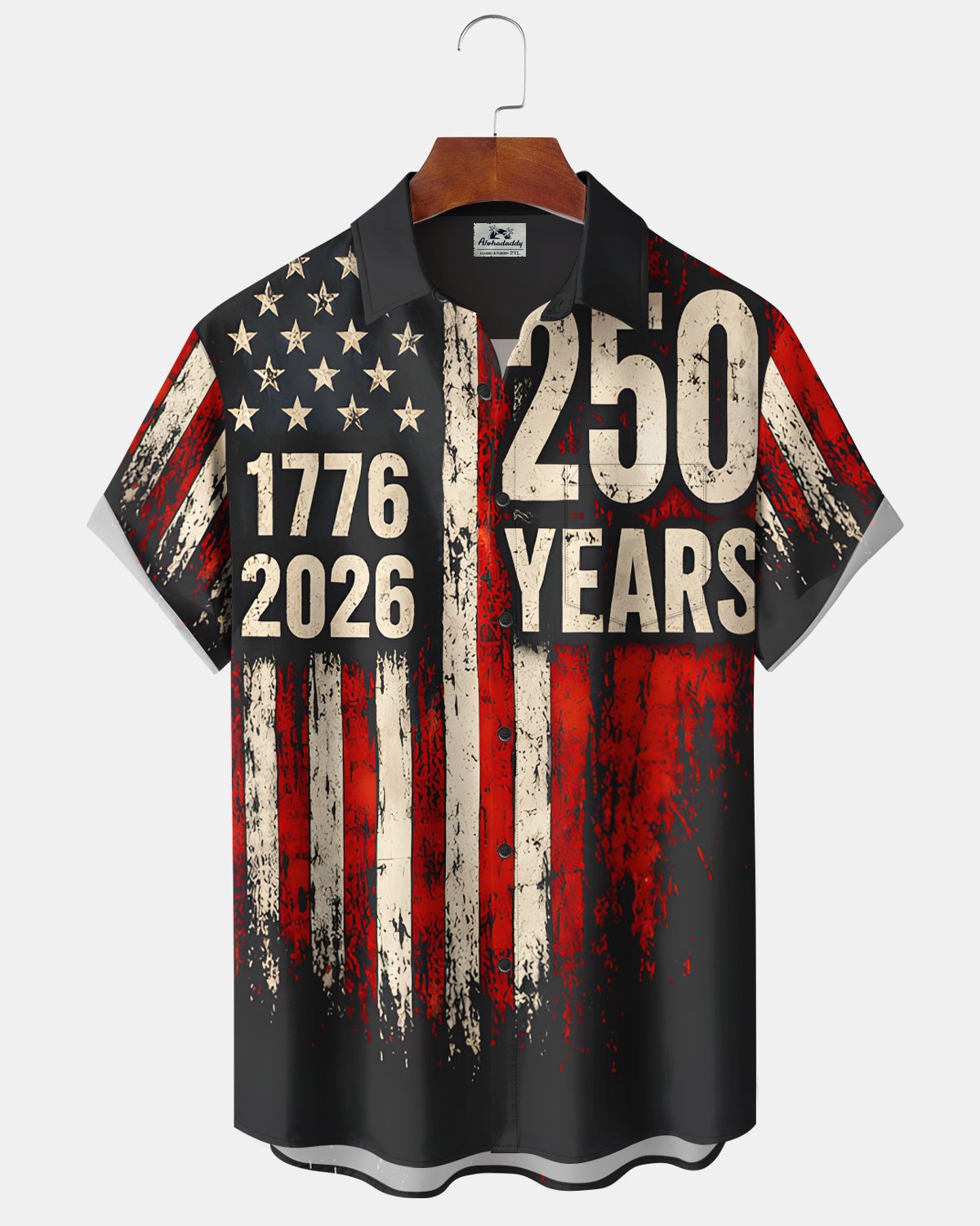 Alohadaddy® Holiday American Flag 250th Anniversary Short-Sleeve Shirt