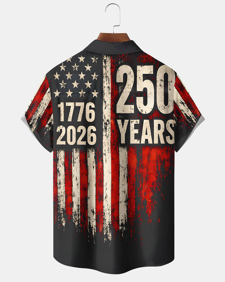 Alohadaddy® Holiday American Flag 250th Anniversary Short-Sleeve Shirt