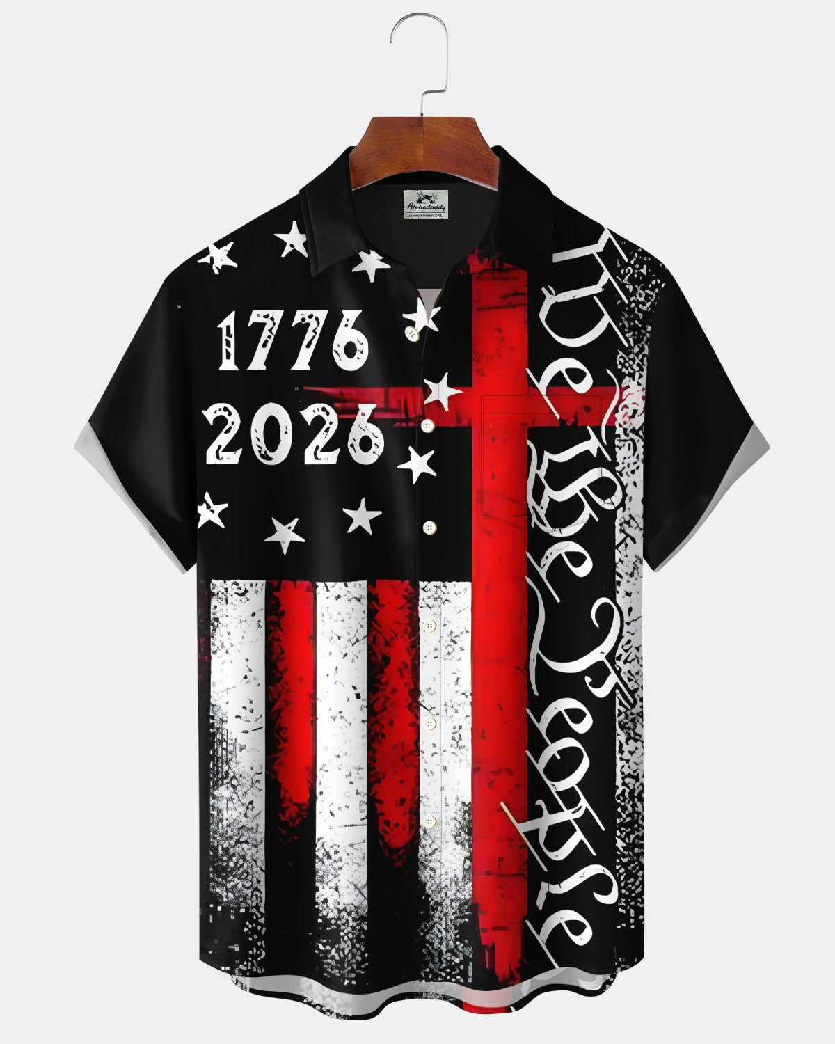 Alohadaddy® Holiday American Flag 250th Anniversary Short-Sleeve Shirt