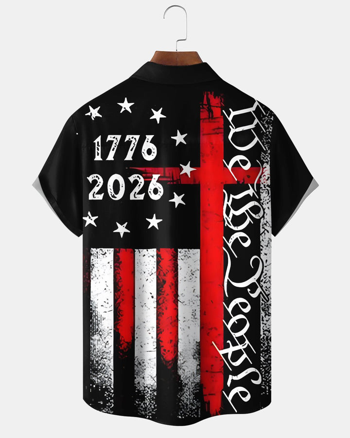 Alohadaddy® Holiday American Flag 250th Anniversary Short-Sleeve Shirt